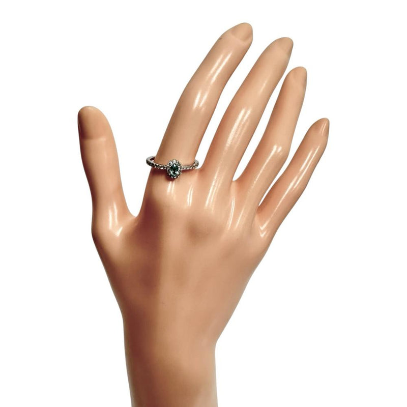 12号 パライバトルマリン 0.164ct ダイヤモンド 計0.25ct リング・指輪 Pt900プラチナ 2.8g レディース 【中古】【真子質店】【NN】 【KKx】