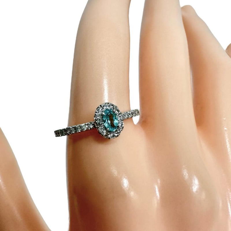 12号 パライバトルマリン 0.164ct ダイヤモンド 計0.25ct リング・指輪 Pt900プラチナ 2.8g レディース 【中古】【真子質店】【NN】 【KKx】