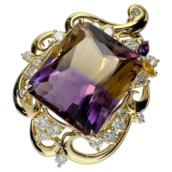 アメトリン 24.50ct ダイヤモンド 1.45ct ペンダントトップ K18ゴールド 18金 13.3g レディース 【中古】【真子質店】【NN】 【IYMox】