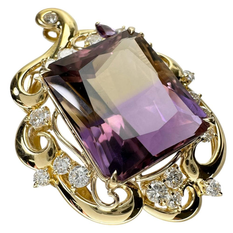 アメトリン 24.50ct ダイヤモンド 1.45ct ペンダントトップ K18ゴールド 18金 13.3g レディース 【中古】【真子質店】【NN】 【IYMox】