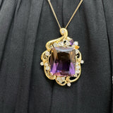 アメトリン 24.50ct ダイヤモンド 1.45ct ペンダントトップ K18ゴールド 18金 13.3g レディース 【中古】【真子質店】【NN】 【IYMox】