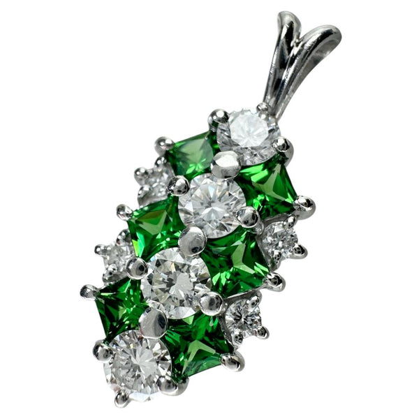 グリーングロッシュラーガーネット 0.86ct ダイヤモンド 0.87ct ペンダントトップ Pt900プラチナ 3.7g レディース 【中古】【真子質店】【NN】 【YIY】