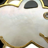 ネズミモチーフ ペンブローチ兼用 シェル オニキス ダイヤモンド 0.01ct ペンダントトップ K18ゴールド 18金 3.9g レディース 【中古】【真子質店】【NN】 【DMoI】