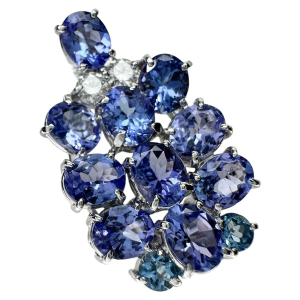 タンザナイト 3.45ct ダイヤモンド 0.194ct アクアマリン 0.162ct ペンダントトップ Pt900プラチナ 5.8g レディース 【中古】【真子質店】【NN】 【MoxY】