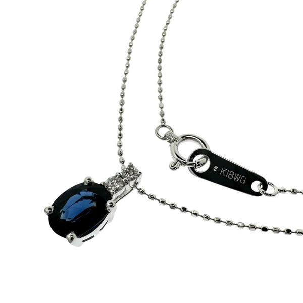 サファイア 1.02ct ダイヤモンド 計0.06ct ネックレス K18WGホワイトゴールド 18金 2.1g 40cm レディース 【中古】【真子質店】【NN】 【DYT】