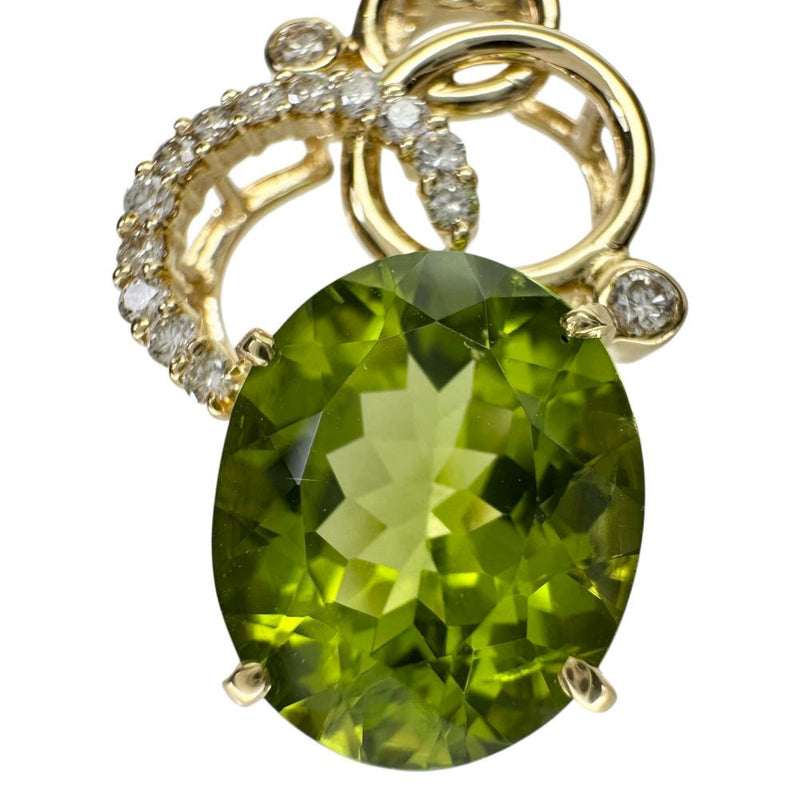 ペリドット 4.96ct ダイヤモンド 0.20ct ペンダントトップ K18ゴールド 18金 3.4g レディース 【中古】【真子質店】【NN】 【MoIK】