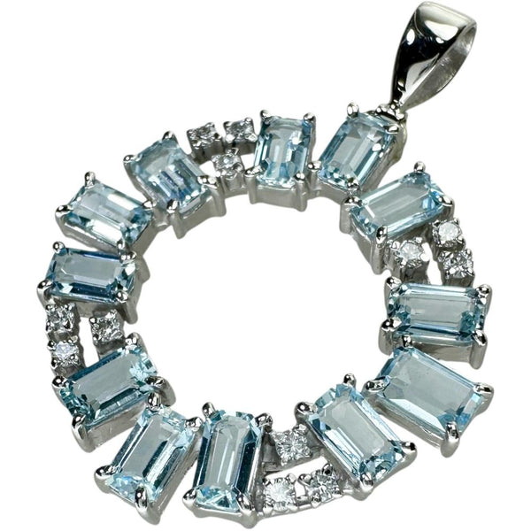 アクアマリン 3.09ct ダイヤモンド 0.20ct ペンダントトップ Pt900プラチナ 7.6g レディース 【中古】【真子質店】【NN】 【YSMa】