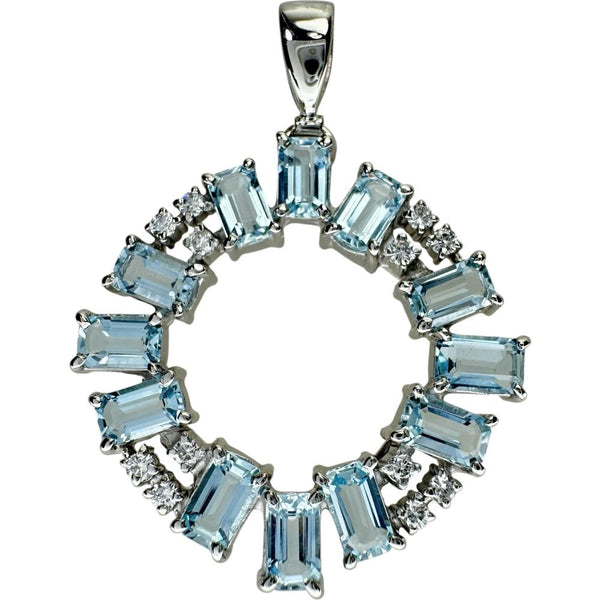 アクアマリン 3.09ct ダイヤモンド 0.20ct ペンダントトップ Pt900プラチナ 7.6g レディース 【中古】【真子質店】【NN】 【YSMa】