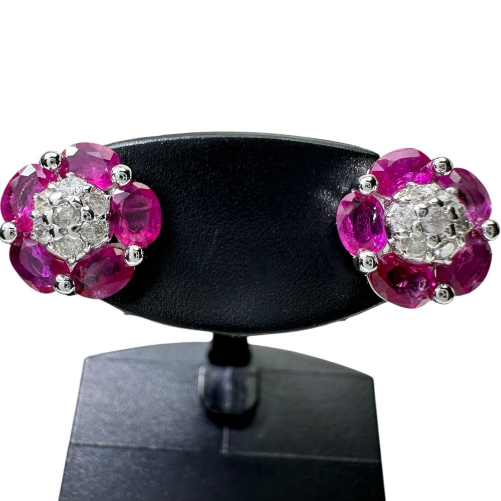 花モチーフ フラワーモチーフ ルビー 1.08×2ct ダイヤモンド 0.10×2ct 