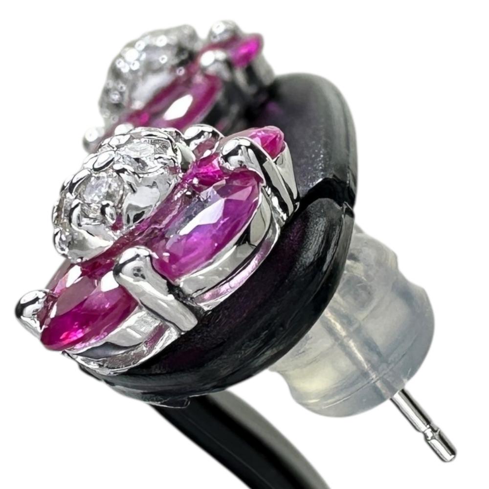 花モチーフ フラワーモチーフ ルビー 1.08×2ct ダイヤモンド 0.10×2ct 