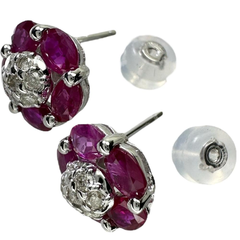 花モチーフ フラワーモチーフ ルビー 1.08×2ct ダイヤモンド 0.10×2ct 