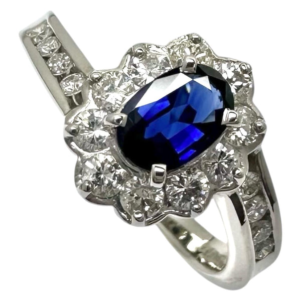12.5号 サファイア 0.54ct ダイヤモンド 計0.53ct リング・指輪 Pt900プラチナ 6.4g レディース 【中古】【真子質店】【NN】 【MoSD】