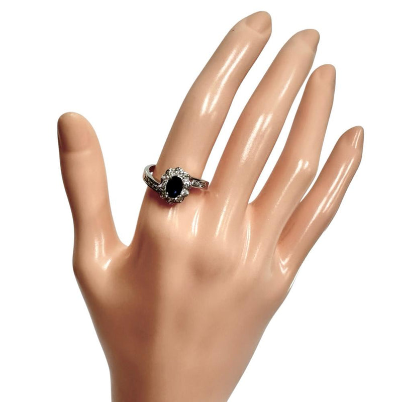 12.5号 サファイア 0.54ct ダイヤモンド 計0.53ct リング・指輪 Pt900プラチナ 6.4g レディース 【中古】【真子質店】【NN】 【MoSD】