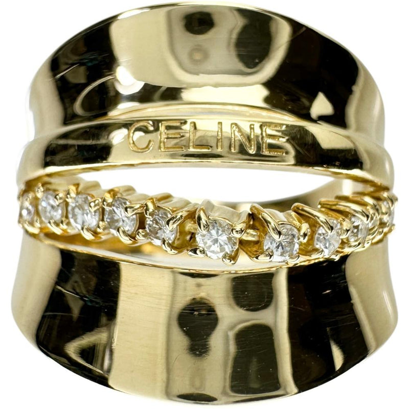 17号【CELINE/セリーヌ】 ダイヤモンド 0.22ct リング・指輪 K18ゴールド 18金 9.5g レディース 【中古】【真子質店】【BL】 【ITYMo】
