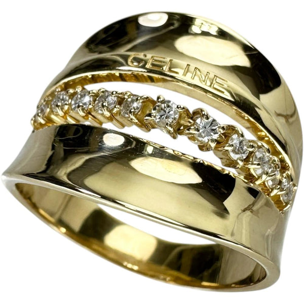 17号【CELINE/セリーヌ】 ダイヤモンド 0.22ct リング・指輪 K18ゴールド 18金 9.5g レディース 【中古】【真子質店】【BL】 【ITYMo】