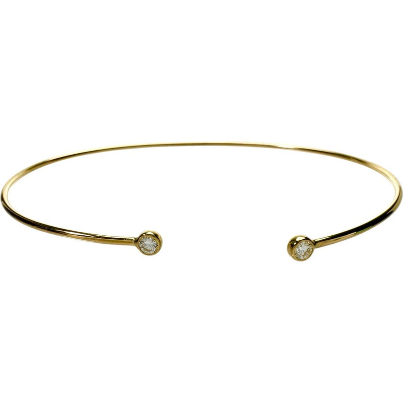 【TIFFANY&Co./ティファニー】 フープバングル シングルロウ 2Pダイヤモンド ブレスレット K18YGイエローゴールド 18金 3.5g 20.0cm レディース 【中古】【真子質店】【GD】 【IMaKMo】