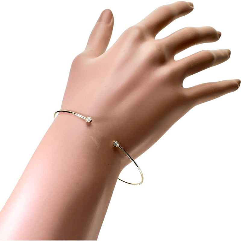 【TIFFANY&Co./ティファニー】 フープバングル シングルロウ 2Pダイヤモンド ブレスレット K18YGイエローゴールド 18金 3.5g 20.0cm レディース 【中古】【真子質店】【GD】 【IMaKMo】