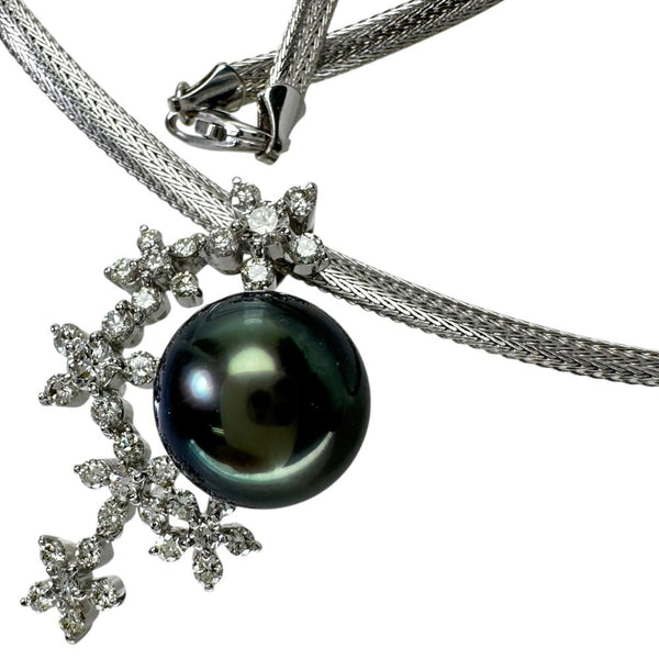 オメガネック ブラックパール（黒蝶真珠）12mm ダイヤモンド 1.10ct ネックレス K18WGホワイトゴールド 18金 13.9g 40cm レディース
【中古】【真子質店】【NN】




【IMiIMo】