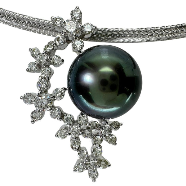 オメガネック ブラックパール（黒蝶真珠）12mm ダイヤモンド 1.10ct ネックレス K18WGホワイトゴールド 18金 13.9g 40cm レディース
【中古】【真子質店】【NN】




【IMiIMo】