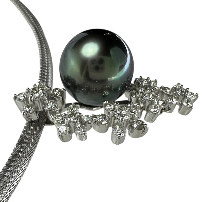 オメガネック ブラックパール（黒蝶真珠）12mm ダイヤモンド 1.10ct ネックレス K18WGホワイトゴールド 18金 13.9g 40cm レディース
【中古】【真子質店】【NN】




【IMiIMo】