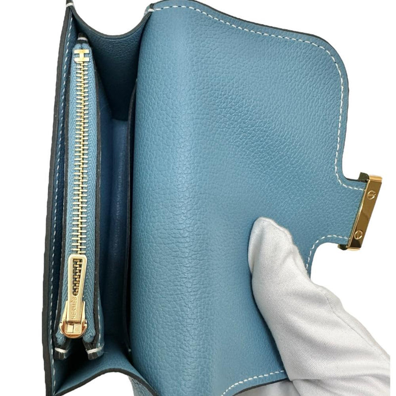 【HERMES/エルメス】 HERMES コンスタンス スリム コンパクト財布 コインケース レザー ニューブルージーン/エバーカラー レディース【中古】【真子質店】【BL】 【Txxx】