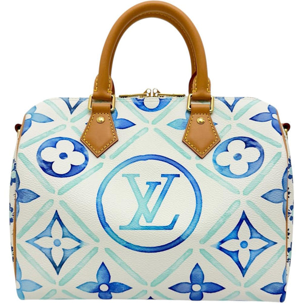 【LOUIS VUITTON/ルイ・ヴィトン】 スピーディ バンドリエール25 M11264 モノグラムタイル 2WAYショルダーバッグ ハンドバッグ レザー ラグーン(ホワイト＆ブルー)/ゴールド金具 レディース【中古】【真子質店】【BL】 【TYMiD】