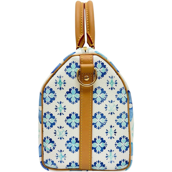 【LOUIS VUITTON/ルイ・ヴィトン】 スピーディ バンドリエール25 M11264 モノグラムタイル 2WAYショルダーバッグ ハンドバッグ レザー ラグーン(ホワイト＆ブルー)/ゴールド金具 レディース【中古】【真子質店】【BL】 【TYMiD】