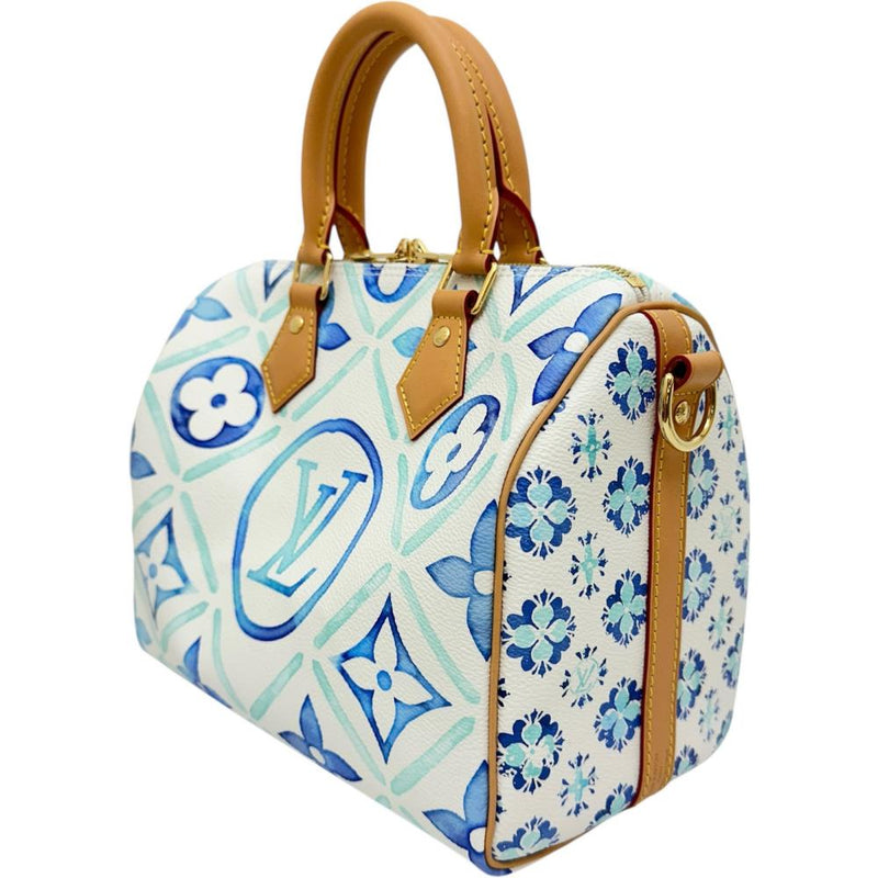 【LOUIS VUITTON/ルイ・ヴィトン】 スピーディ バンドリエール25 M11264 モノグラムタイル 2WAYショルダーバッグ ハンドバッグ レザー ラグーン(ホワイト＆ブルー)/ゴールド金具 レディース【中古】【真子質店】【BL】 【TYMiD】