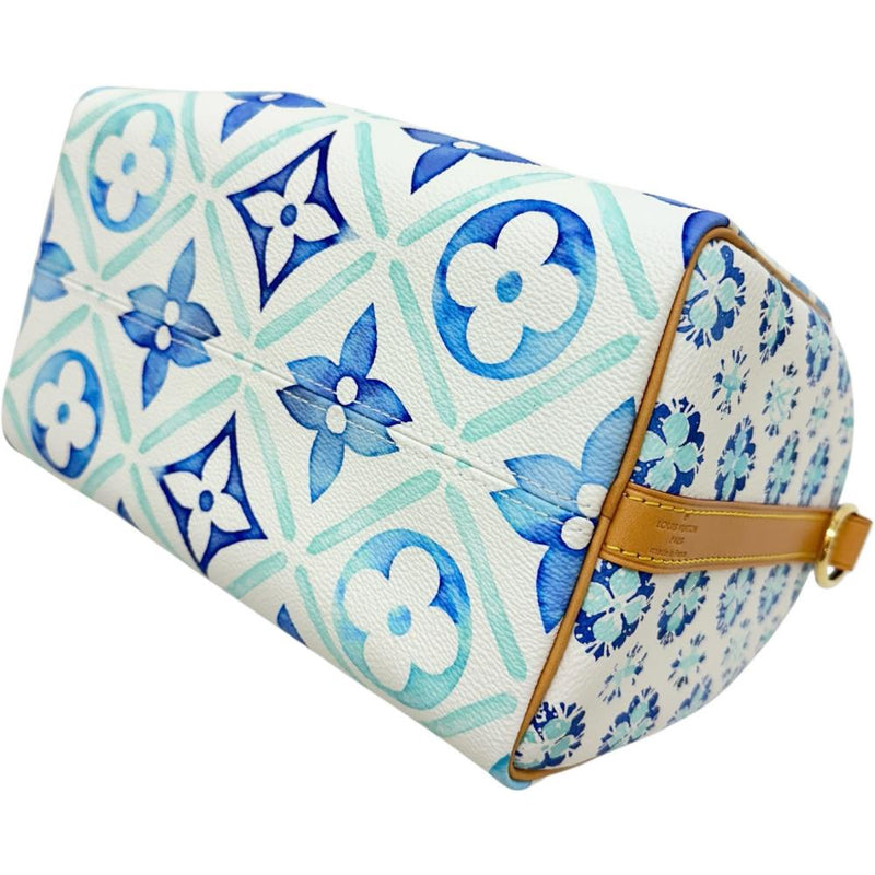 【LOUIS VUITTON/ルイ・ヴィトン】 スピーディ バンドリエール25 M11264 モノグラムタイル 2WAYショルダーバッグ ハンドバッグ レザー ラグーン(ホワイト＆ブルー)/ゴールド金具 レディース【中古】【真子質店】【BL】 【TYMiD】