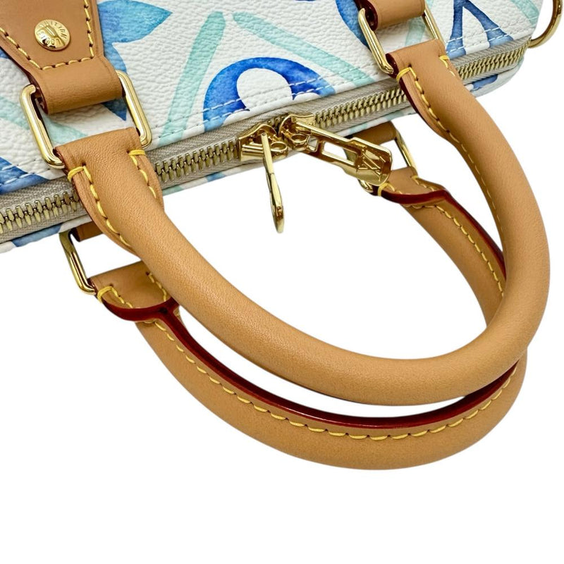 【LOUIS VUITTON/ルイ・ヴィトン】 スピーディ バンドリエール25 M11264 モノグラムタイル 2WAYショルダーバッグ ハンドバッグ レザー ラグーン(ホワイト＆ブルー)/ゴールド金具 レディース【中古】【真子質店】【BL】 【TYMiD】