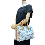 【LOUIS VUITTON/ルイ・ヴィトン】 スピーディ バンドリエール25 M11264 モノグラムタイル 2WAYショルダーバッグ ハンドバッグ レザー ラグーン(ホワイト＆ブルー)/ゴールド金具 レディース【中古】【真子質店】【BL】 【TYMiD】