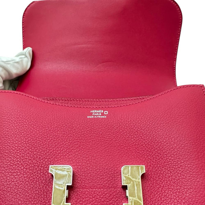 【HERMES/エルメス】 コンスタンス3 ミニ 18 ショルダーバッグ レザー/アリゲーター フューシャ系（ピンク）/エバーカラー レディース【中古】【真子質店】【BL】 【IMoxxx】