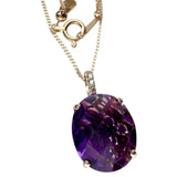アメジスト（内部透明玉入り） 3.55ct ダイヤモンド 0.02ct ネックレス K18PGピンクゴールド 18金 3.7g 45cm レディース 【中古】【真子質店】【NN】 【DTS】