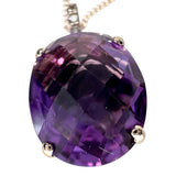 アメジスト（内部透明玉入り） 3.55ct ダイヤモンド 0.02ct ネックレス K18PGピンクゴールド 18金 3.7g 45cm レディース 【中古】【真子質店】【NN】 【DTS】