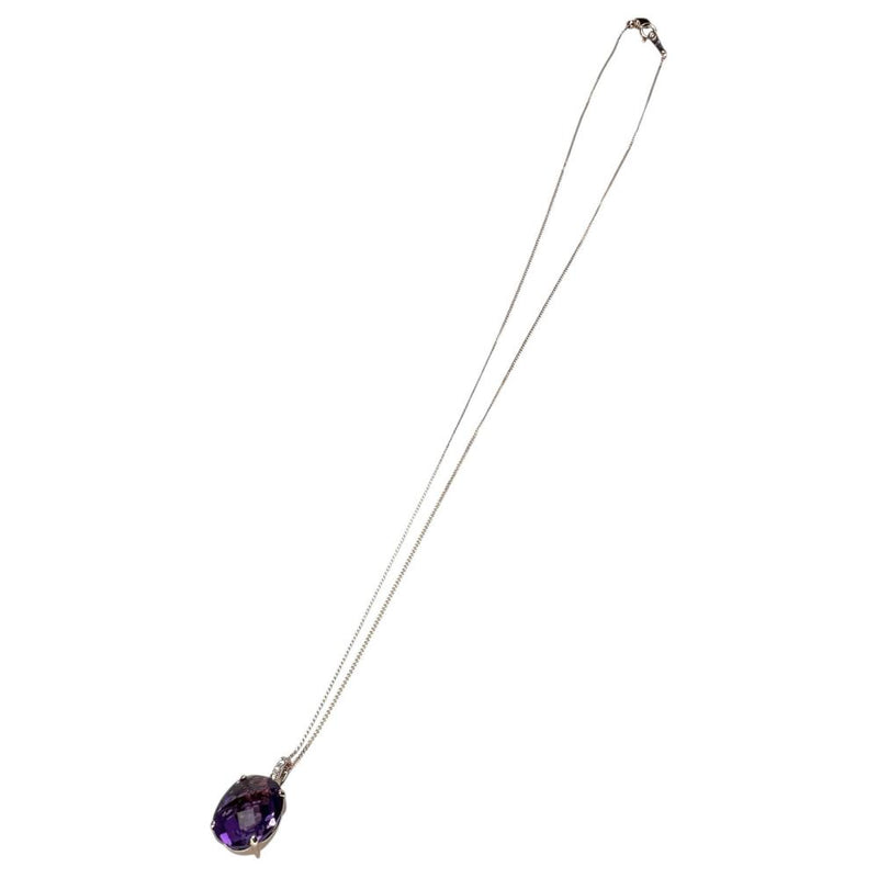 アメジスト（内部透明玉入り） 3.55ct ダイヤモンド 0.02ct ネックレス K18PGピンクゴールド 18金 3.7g 45cm レディース 【中古】【真子質店】【NN】 【DTS】