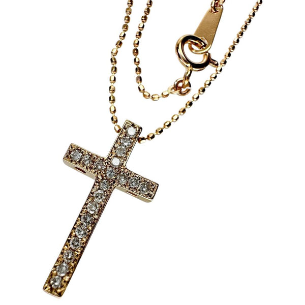 十字架/クロスデザイン ダイヤモンド 0.20ct ネックレス K18ゴールド 18金 2.3g 40cm レディース 【中古】【真子質店】【NN】 【MaDI】