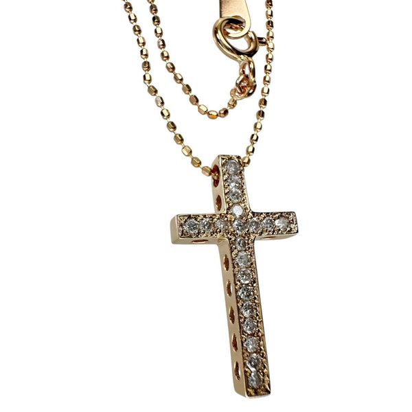 十字架/クロスデザイン ダイヤモンド 0.20ct ネックレス K18ゴールド 18金 2.3g 40cm レディース 【中古】【真子質店】【NN】 【MaDI】