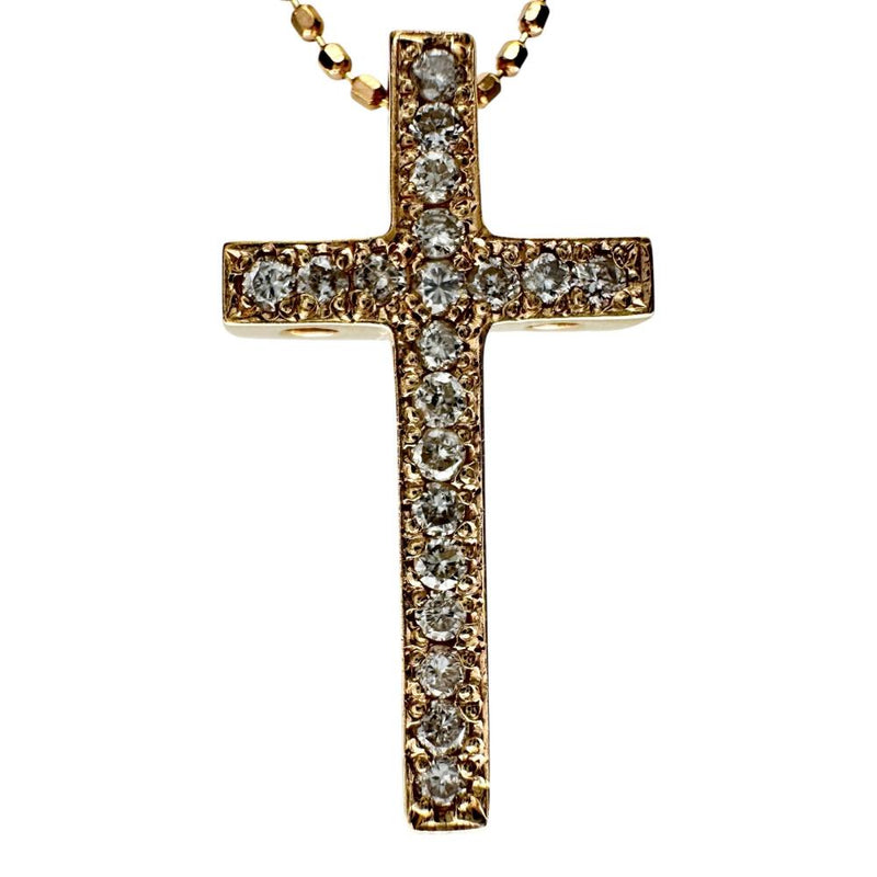 十字架/クロスデザイン ダイヤモンド 0.20ct ネックレス K18ゴールド 18金 2.3g 40cm レディース 【中古】【真子質店】【NN】 【MaDI】