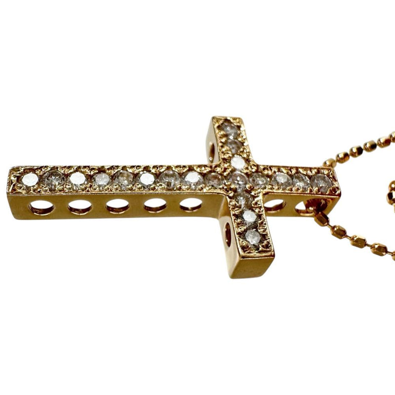 十字架/クロスデザイン ダイヤモンド 0.20ct ネックレス K18ゴールド 18金 2.3g 40cm レディース 【中古】【真子質店】【NN】 【MaDI】