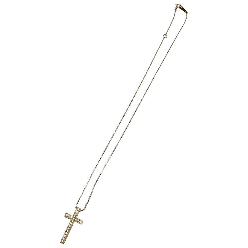 十字架/クロスデザイン ダイヤモンド 0.20ct ネックレス K18ゴールド 18金 2.3g 40cm レディース 【中古】【真子質店】【NN】 【MaDI】