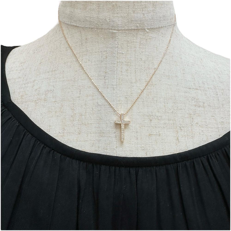十字架/クロスデザイン ダイヤモンド 0.20ct ネックレス K18ゴールド 18金 2.3g 40cm レディース 【中古】【真子質店】【NN】 【MaDI】