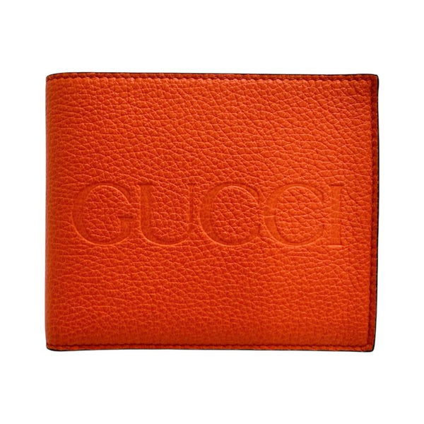 GUCCI/グッチ】 653681 ロゴ 二つ折り財布 レザー オレンジ メンズ