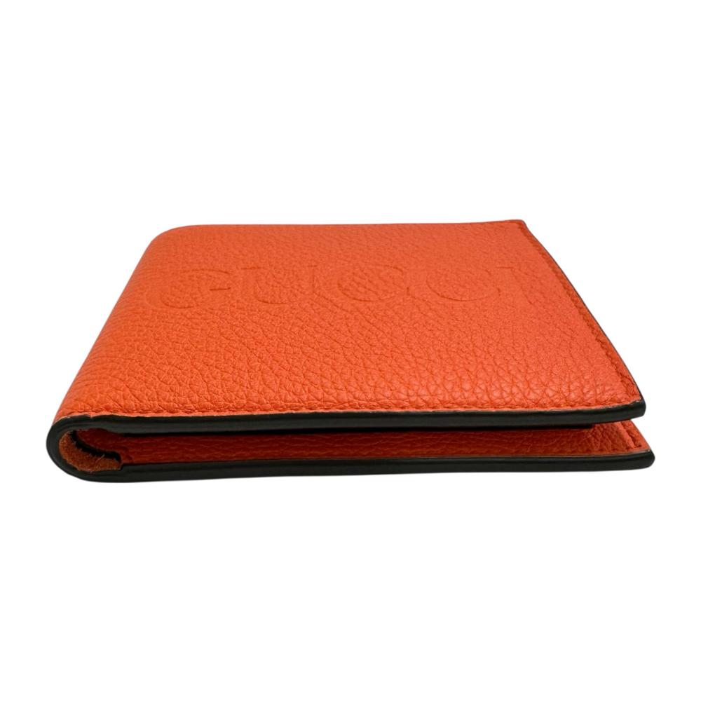 GUCCI/グッチ】 653681 ロゴ 二つ折り財布 レザー オレンジ メンズ