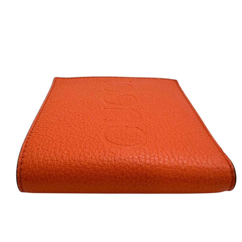 GUCCI/グッチ】 653681 ロゴ 二つ折り財布 レザー オレンジ メンズ