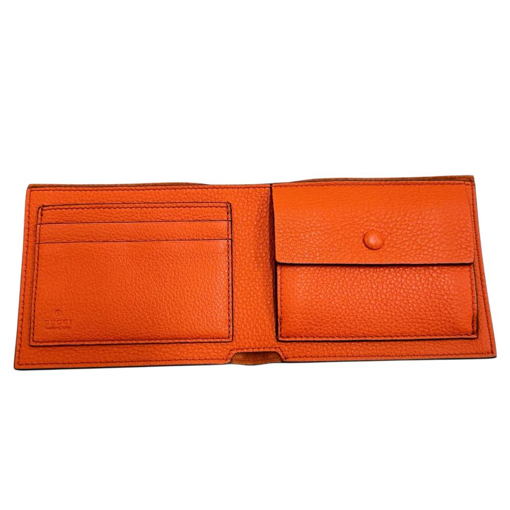 GUCCI/グッチ】 653681 ロゴ 二つ折り財布 レザー オレンジ メンズ