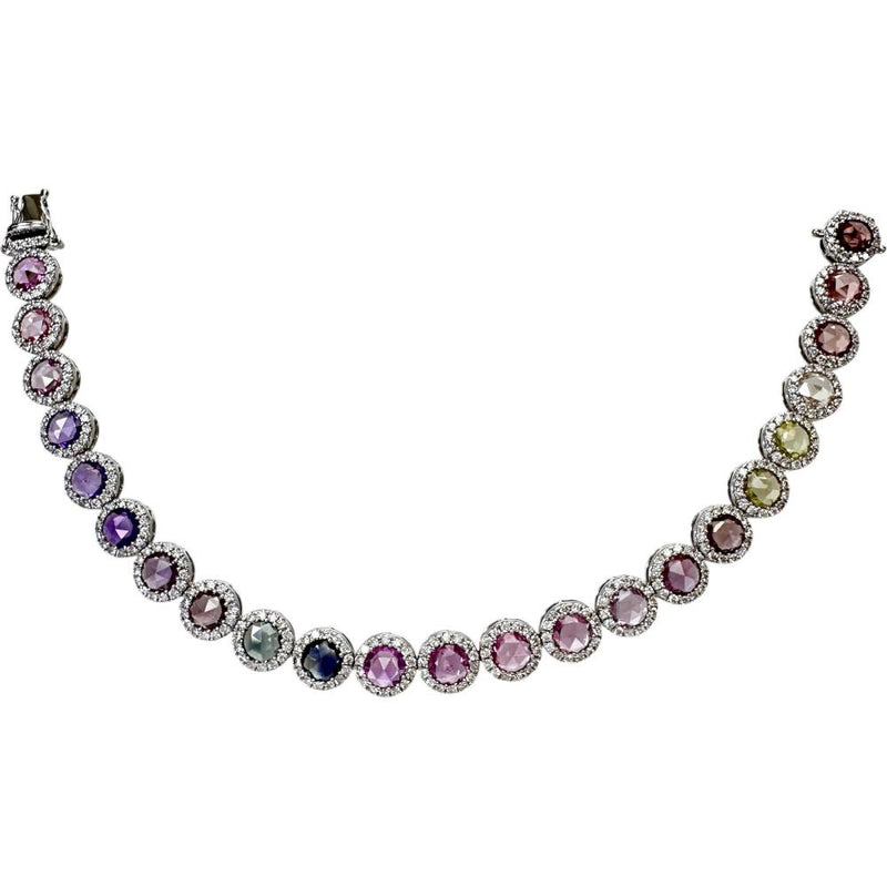 マルチカラーサファイア（ローズカット） 9.62ct ダイヤモンド 2.53ct ブレスレット K18WGホワイトゴールド 18金 16.4g 18cm レディース
【中古】【真子質店】【NN】




【DDMoMo】