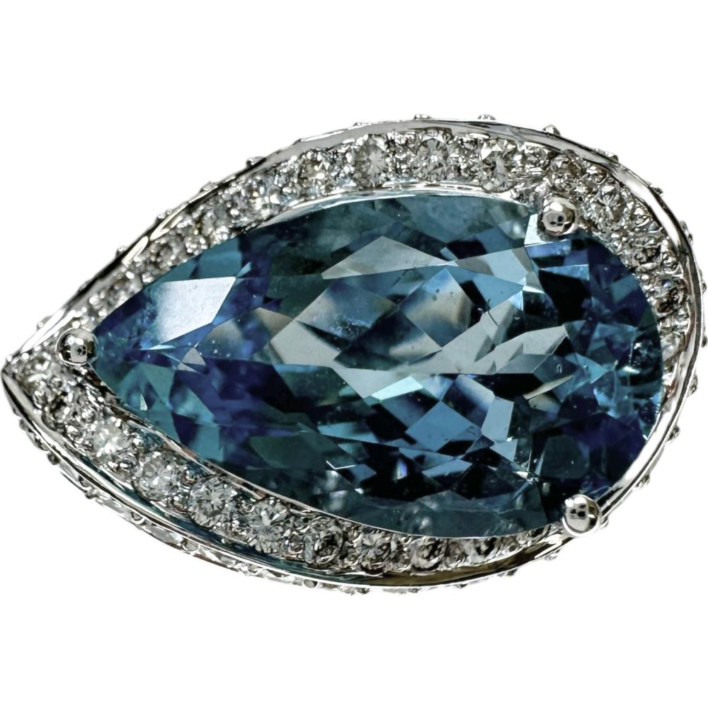 【M : 15号相当】「AGUA × MARIA」リング ※新品 15号 サンタマリア アクアマリン 6.85ct ダイヤモンド 2.30ct リング