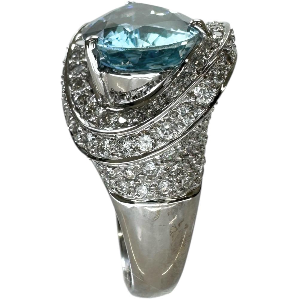 【M : 15号相当】「AGUA × MARIA」リング ※新品 15号 サンタマリア アクアマリン 6.85ct ダイヤモンド 2.30ct リング