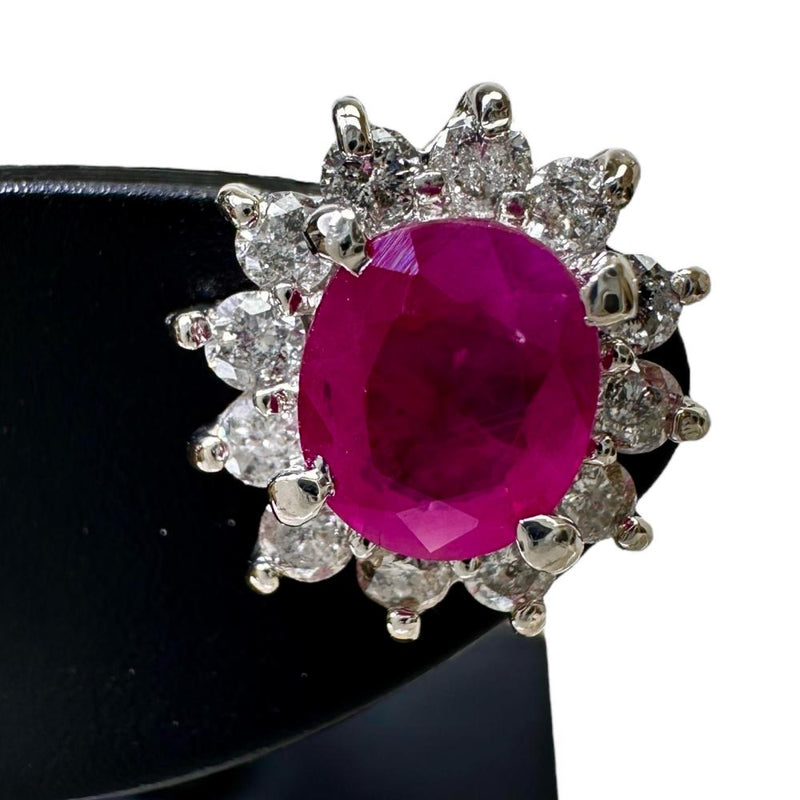 pt900 ルビー2ct プラチナピアス ルビー 0.78×2ct ダイヤモンド 0.27×2ct ピアス Pt900プラチナ