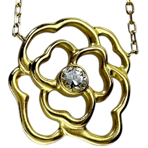 フラワーモチーフ　薔薇モチーフ ダイヤモンド 0.124ct ネックレス K18ゴールド 18金 3.2g 38cm レディース
【中古】【真子質店】【NN】




【MaMix】